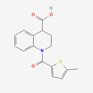 molecular formula C16H15NO3S B7619342 1-(5-methylthiophene-2-carbonyl)-3,4-dihydro-2H-quinoline-4-carboxylic acid 