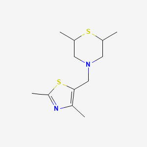 molecular formula C12H20N2S2 B7619393 4-[(2,4-Dimethyl-1,3-thiazol-5-yl)methyl]-2,6-dimethylthiomorpholine 