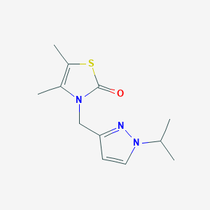 molecular formula C12H17N3OS B7619417 4,5-Dimethyl-3-[(1-propan-2-ylpyrazol-3-yl)methyl]-1,3-thiazol-2-one 