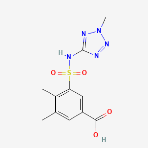 molecular formula C11H13N5O4S B7619514 3,4-Dimethyl-5-[(2-methyltetrazol-5-yl)sulfamoyl]benzoic acid 