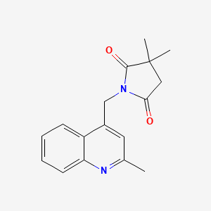 molecular formula C17H18N2O2 B7619572 3,3-Dimethyl-1-[(2-methylquinolin-4-yl)methyl]pyrrolidine-2,5-dione 