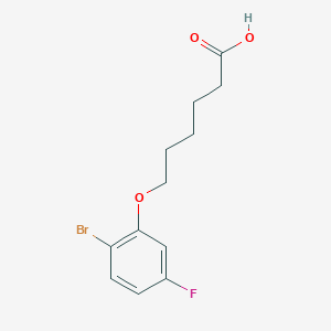 molecular formula C12H14BrFO3 B7619635 6-(2-Bromo-5-fluorophenoxy)hexanoic acid 