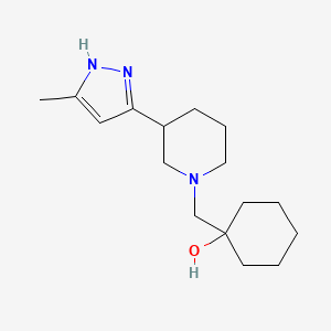 molecular formula C16H27N3O B7619705 1-[[3-(5-methyl-1H-pyrazol-3-yl)piperidin-1-yl]methyl]cyclohexan-1-ol 