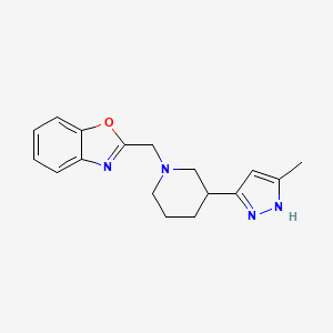 molecular formula C17H20N4O B7619754 2-[[3-(5-methyl-1H-pyrazol-3-yl)piperidin-1-yl]methyl]-1,3-benzoxazole 