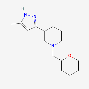 molecular formula C15H25N3O B7619776 3-(5-methyl-1H-pyrazol-3-yl)-1-(oxan-2-ylmethyl)piperidine 