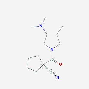 molecular formula C14H23N3O B7620067 1-[3-(Dimethylamino)-4-methylpyrrolidine-1-carbonyl]cyclopentane-1-carbonitrile 