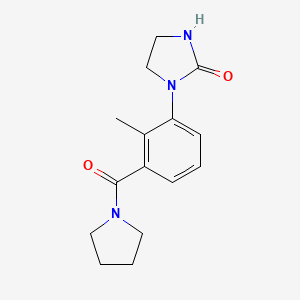 molecular formula C15H19N3O2 B7620247 1-[2-Methyl-3-(pyrrolidine-1-carbonyl)phenyl]imidazolidin-2-one 