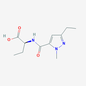 molecular formula C11H17N3O3 B7620354 (2S)-2-[(5-ethyl-2-methylpyrazole-3-carbonyl)amino]butanoic acid 