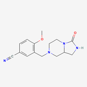 4-Methoxy-3-[(3-oxo-1,2,5,6,8,8a-hexahydroimidazo[1,5-a]pyrazin-7-yl)methyl]benzonitrile