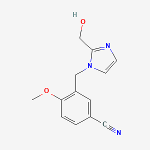 molecular formula C13H13N3O2 B7620517 3-[[2-(Hydroxymethyl)imidazol-1-yl]methyl]-4-methoxybenzonitrile 