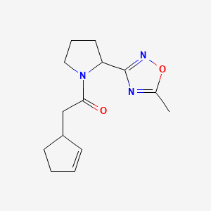 2-Cyclopent-2-en-1-yl-1-[2-(5-methyl-1,2,4-oxadiazol-3-yl)pyrrolidin-1-yl]ethanone