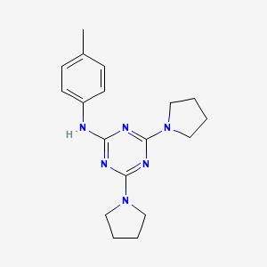 molecular formula C18H24N6 B7620544 N-(4-methylphenyl)-4,6-di(pyrrolidin-1-yl)-1,3,5-triazin-2-amine 