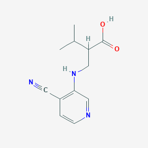 molecular formula C12H15N3O2 B7620748 2-[[(4-Cyanopyridin-3-yl)amino]methyl]-3-methylbutanoic acid 