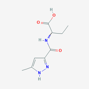 molecular formula C9H13N3O3 B7620783 (2S)-2-[(5-methyl-1H-pyrazole-3-carbonyl)amino]butanoic acid 