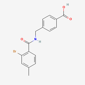 molecular formula C16H14BrNO3 B7620858 4-[[(2-Bromo-4-methylbenzoyl)amino]methyl]benzoic acid 