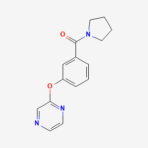 molecular formula C15H15N3O2 B7620877 (3-Pyrazin-2-yloxyphenyl)-pyrrolidin-1-ylmethanone 