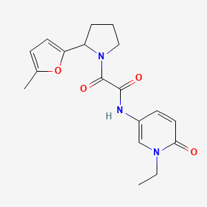 molecular formula C18H21N3O4 B7620887 N-(1-ethyl-6-oxopyridin-3-yl)-2-[2-(5-methylfuran-2-yl)pyrrolidin-1-yl]-2-oxoacetamide 