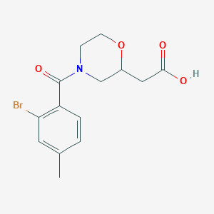 molecular formula C14H16BrNO4 B7621036 2-[4-(2-Bromo-4-methylbenzoyl)morpholin-2-yl]acetic acid 