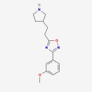 molecular formula C15H19N3O2 B7621121 3-(3-Methoxyphenyl)-5-(2-pyrrolidin-3-ylethyl)-1,2,4-oxadiazole 