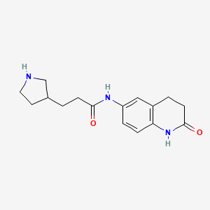 molecular formula C16H21N3O2 B7621212 N-(2-oxo-3,4-dihydro-1H-quinolin-6-yl)-3-pyrrolidin-3-ylpropanamide 