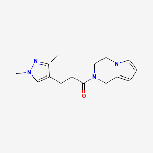 molecular formula C16H22N4O B7621215 3-(1,3-dimethylpyrazol-4-yl)-1-(1-methyl-3,4-dihydro-1H-pyrrolo[1,2-a]pyrazin-2-yl)propan-1-one 