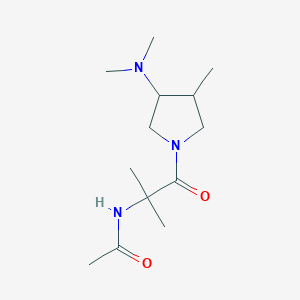 molecular formula C13H25N3O2 B7621419 N-[1-[3-(dimethylamino)-4-methylpyrrolidin-1-yl]-2-methyl-1-oxopropan-2-yl]acetamide 