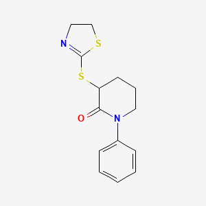 molecular formula C14H16N2OS2 B7621498 3-(4,5-Dihydro-1,3-thiazol-2-ylsulfanyl)-1-phenylpiperidin-2-one 