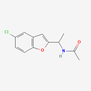 molecular formula C12H12ClNO2 B7621561 N-[1-(5-chloro-1-benzofuran-2-yl)ethyl]acetamide 