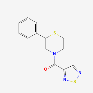 molecular formula C13H13N3OS2 B7621592 (2-Phenylthiomorpholin-4-yl)-(1,2,5-thiadiazol-3-yl)methanone 