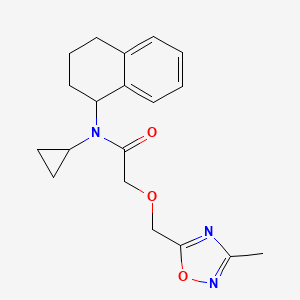 molecular formula C19H23N3O3 B7621641 N-cyclopropyl-2-[(3-methyl-1,2,4-oxadiazol-5-yl)methoxy]-N-(1,2,3,4-tetrahydronaphthalen-1-yl)acetamide 