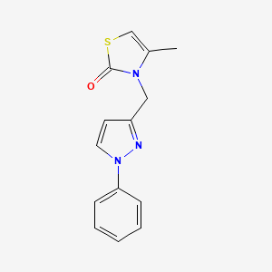 molecular formula C14H13N3OS B7621834 4-Methyl-3-[(1-phenylpyrazol-3-yl)methyl]-1,3-thiazol-2-one 