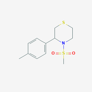 molecular formula C12H17NO2S2 B7621911 3-(4-Methylphenyl)-4-methylsulfonylthiomorpholine 