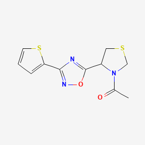 1-[4-(3-Thiophen-2-yl-1,2,4-oxadiazol-5-yl)-1,3-thiazolidin-3-yl]ethanone