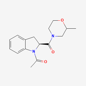 molecular formula C16H20N2O3 B7622390 1-[(2S)-2-(2-methylmorpholine-4-carbonyl)-2,3-dihydroindol-1-yl]ethanone 