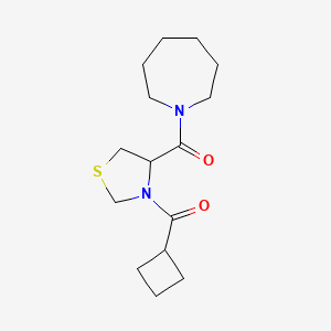 molecular formula C15H24N2O2S B7622433 [4-(Azepane-1-carbonyl)-1,3-thiazolidin-3-yl]-cyclobutylmethanone 