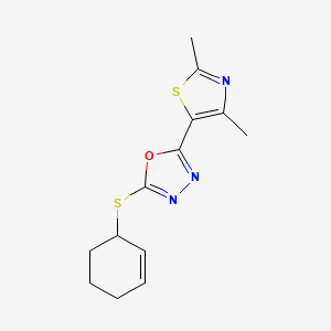 2-Cyclohex-2-en-1-ylsulfanyl-5-(2,4-dimethyl-1,3-thiazol-5-yl)-1,3,4-oxadiazole