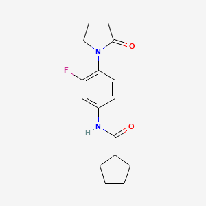 molecular formula C16H19FN2O2 B7622466 N-[3-fluoro-4-(2-oxopyrrolidin-1-yl)phenyl]cyclopentanecarboxamide 