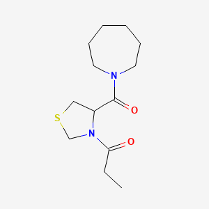 1-[4-(Azepane-1-carbonyl)-1,3-thiazolidin-3-yl]propan-1-one