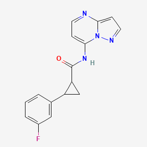 molecular formula C16H13FN4O B7622527 2-(3-fluorophenyl)-N-pyrazolo[1,5-a]pyrimidin-7-ylcyclopropane-1-carboxamide 