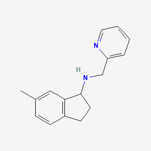 molecular formula C16H18N2 B7622877 6-methyl-N-(pyridin-2-ylmethyl)-2,3-dihydro-1H-inden-1-amine 