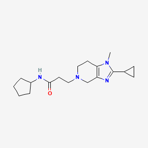 molecular formula C18H28N4O B7623063 N-cyclopentyl-3-(2-cyclopropyl-1-methyl-6,7-dihydro-4H-imidazo[4,5-c]pyridin-5-yl)propanamide 