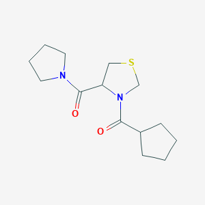 molecular formula C14H22N2O2S B7623115 Cyclopentyl-[4-(pyrrolidine-1-carbonyl)-1,3-thiazolidin-3-yl]methanone 