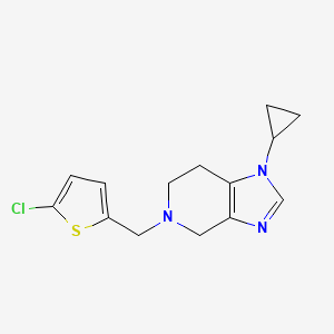 molecular formula C14H16ClN3S B7623203 5-[(5-chlorothiophen-2-yl)methyl]-1-cyclopropyl-6,7-dihydro-4H-imidazo[4,5-c]pyridine 