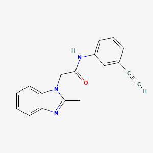 molecular formula C18H15N3O B7623380 N-(3-ethynylphenyl)-2-(2-methylbenzimidazol-1-yl)acetamide 