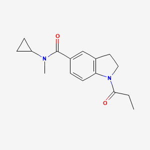 molecular formula C16H20N2O2 B7623426 N-cyclopropyl-N-methyl-1-propanoyl-2,3-dihydroindole-5-carboxamide 