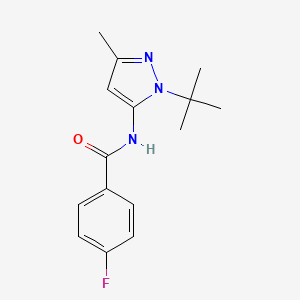 molecular formula C15H18FN3O B7623451 N-(2-tert-butyl-5-methylpyrazol-3-yl)-4-fluorobenzamide 