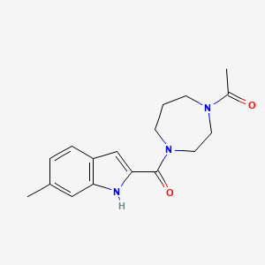 molecular formula C17H21N3O2 B7623586 1-[4-(6-methyl-1H-indole-2-carbonyl)-1,4-diazepan-1-yl]ethanone 