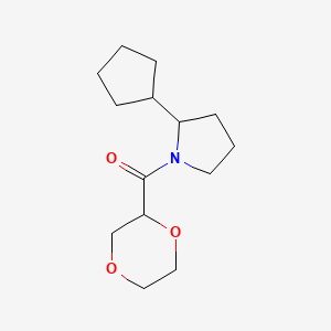 molecular formula C14H23NO3 B7623600 (2-Cyclopentylpyrrolidin-1-yl)-(1,4-dioxan-2-yl)methanone 