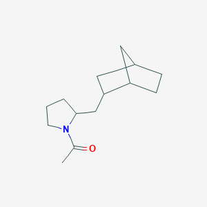 molecular formula C14H23NO B7623622 1-[2-(2-Bicyclo[2.2.1]heptanylmethyl)pyrrolidin-1-yl]ethanone 