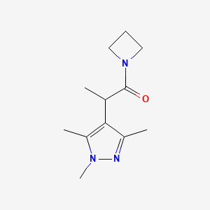 molecular formula C12H19N3O B7623696 1-(Azetidin-1-yl)-2-(1,3,5-trimethylpyrazol-4-yl)propan-1-one 